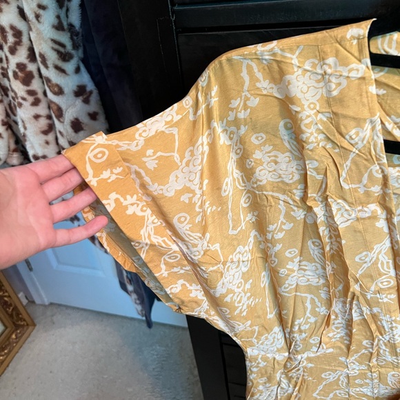 &Other Stories Capsule Yellow Floral Wrap Flowy Midi Kimono Wedding Guest Dress - Picture 3 of 10